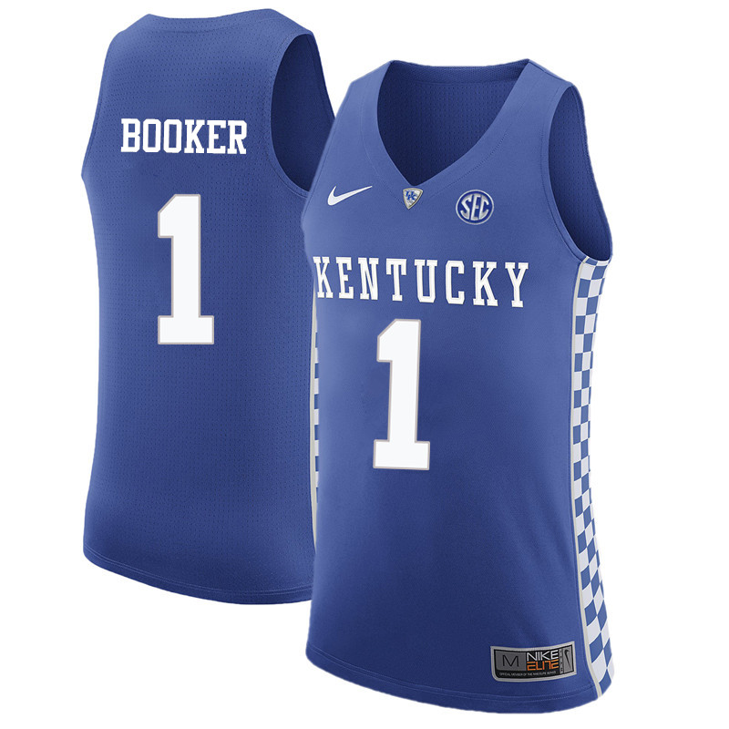 Men Kentucky Wildcats #1 Devin Booker College Basketball Jerseys-Blue - Click Image to Close